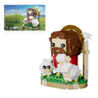 LEGO-like shepherd figure with sheep and shepherd's hut, including packaging