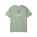 Light green t-shirt with a small logo on the back against a white background