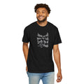 Man wearing a black t-shirt with 'Not a Hero Clothing Co' logo on a white background