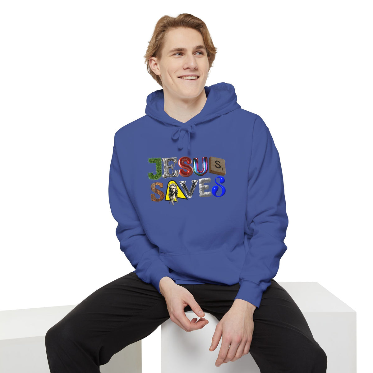 Jesus Saves Mixed Letter Hoodie