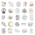 Collection of motivational and inspirational stickers with various designs and text on a white background.