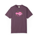 Purple t-shirt with 'Lonely Leaders' text on a white background