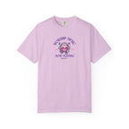 Light purple t-shirt with a graphic design on a white background