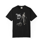 Black t-shirt with 'GOLF ELEMENTS OF REGRET' text on a white background