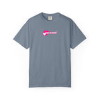 Gray t-shirt with a graphic design on a white background