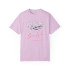 Pink t-shirt with a crown of thorns and 'Grace Wins' text on a white background