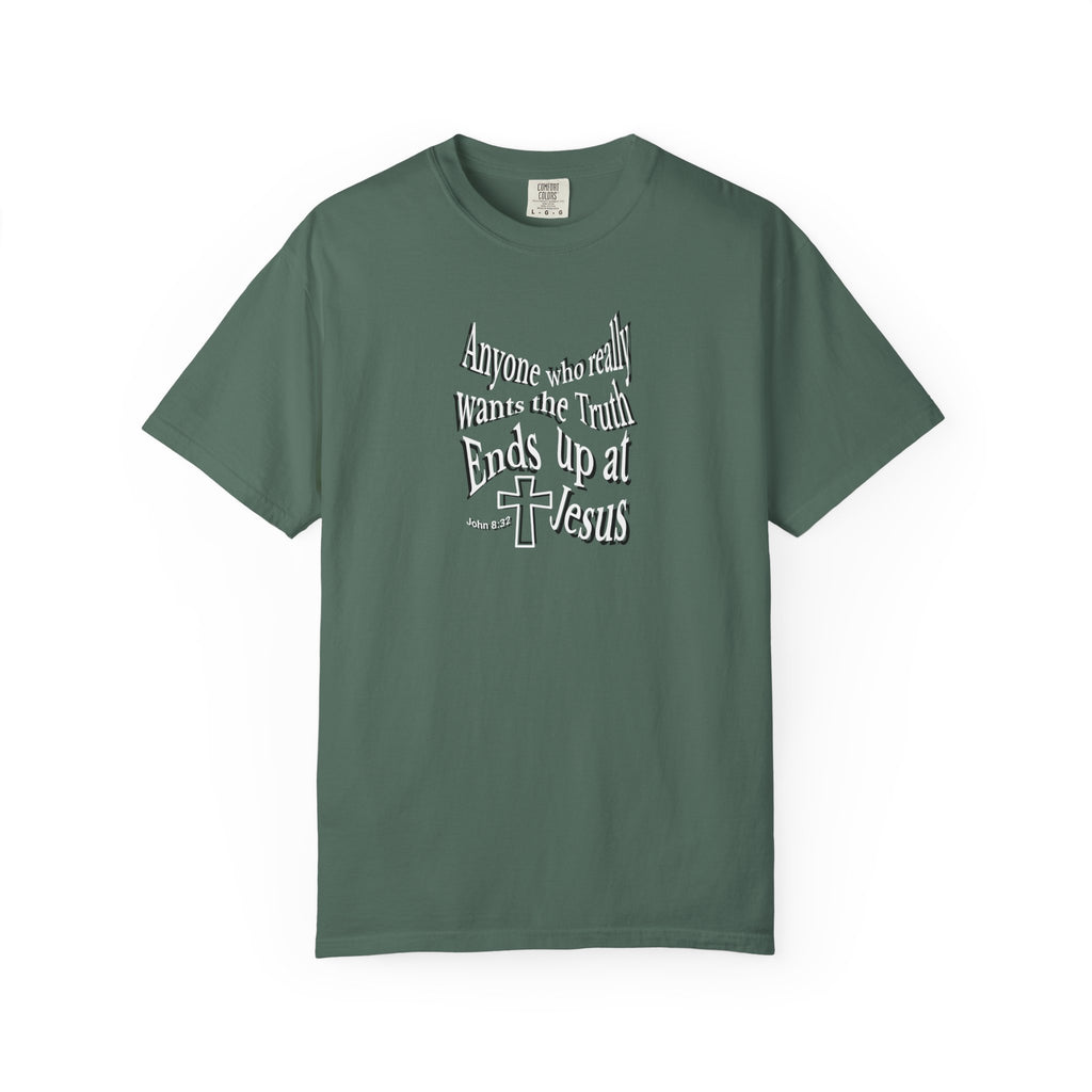 Green t-shirt with 'Born2Prevail' text on a white background