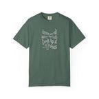 Green t-shirt with 'Born2Prevail' text on a white background