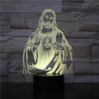 3D LED lamp with a religious design on a stone wall background