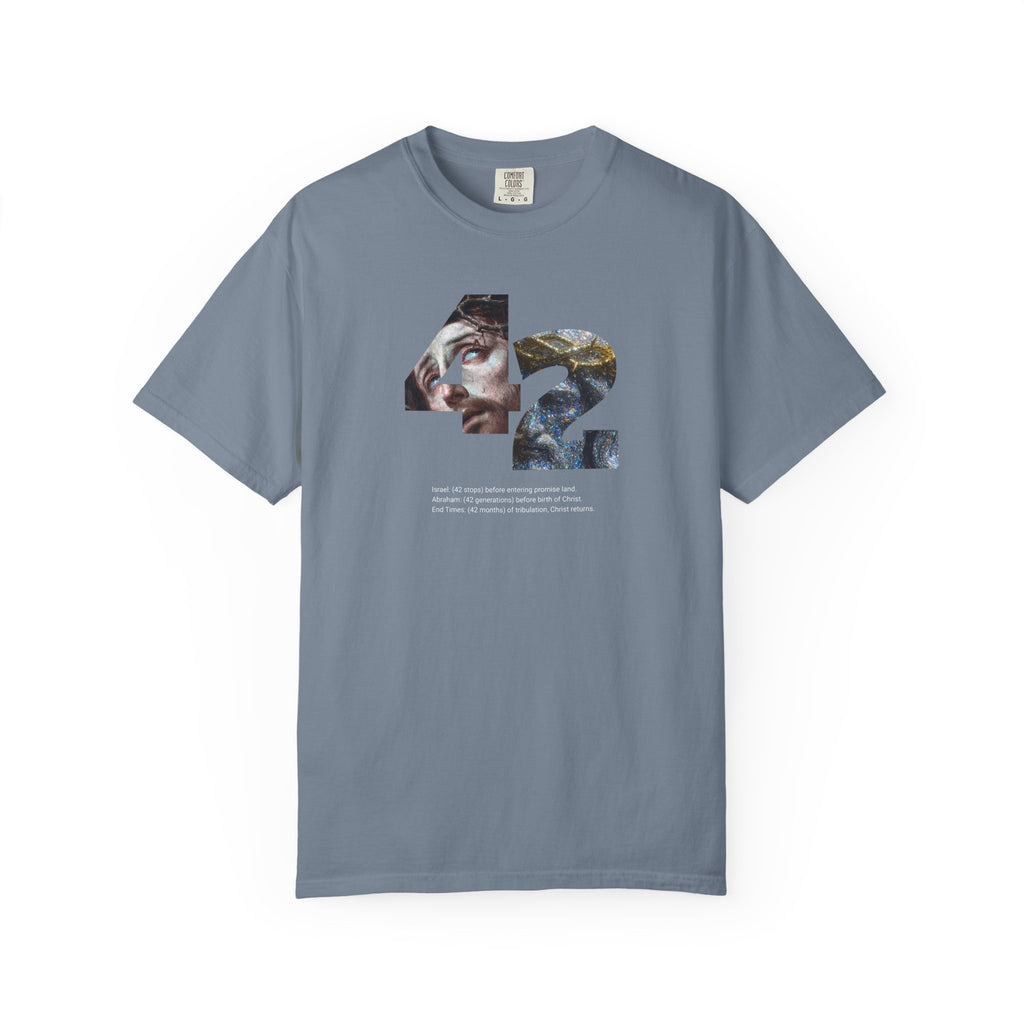 Gray t-shirt with artistic design on a white background