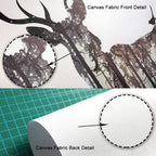 Canvas fabric front and back detail with deer silhouette design.