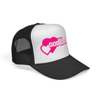 God Is Good Pink Heart Trucker Cap