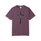 Purple t-shirt with Libra zodiac constellation design on a white background