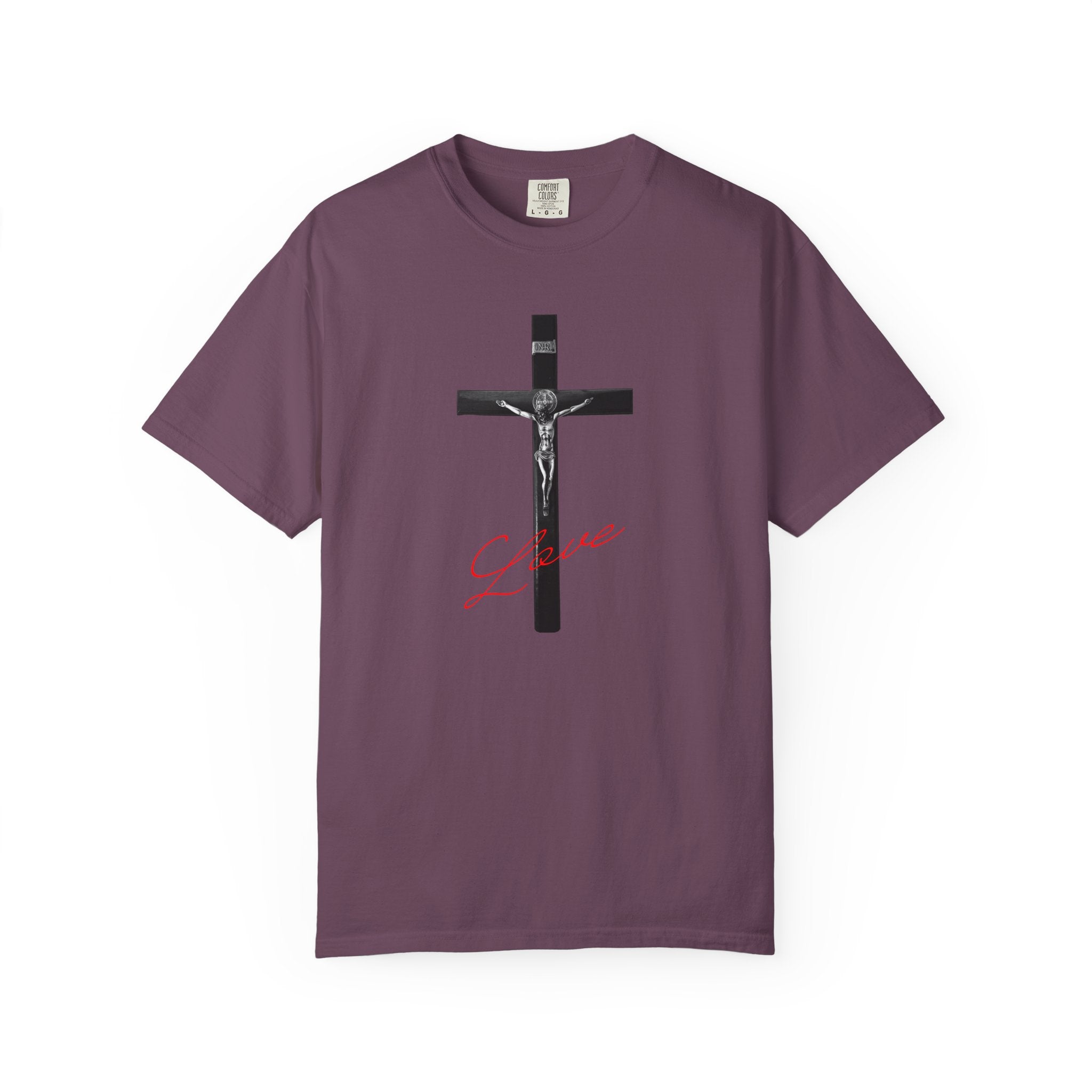 Purple t-shirt with Libra zodiac constellation design on a white background