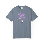 Gray t-shirt with humorous golf quote on a white background