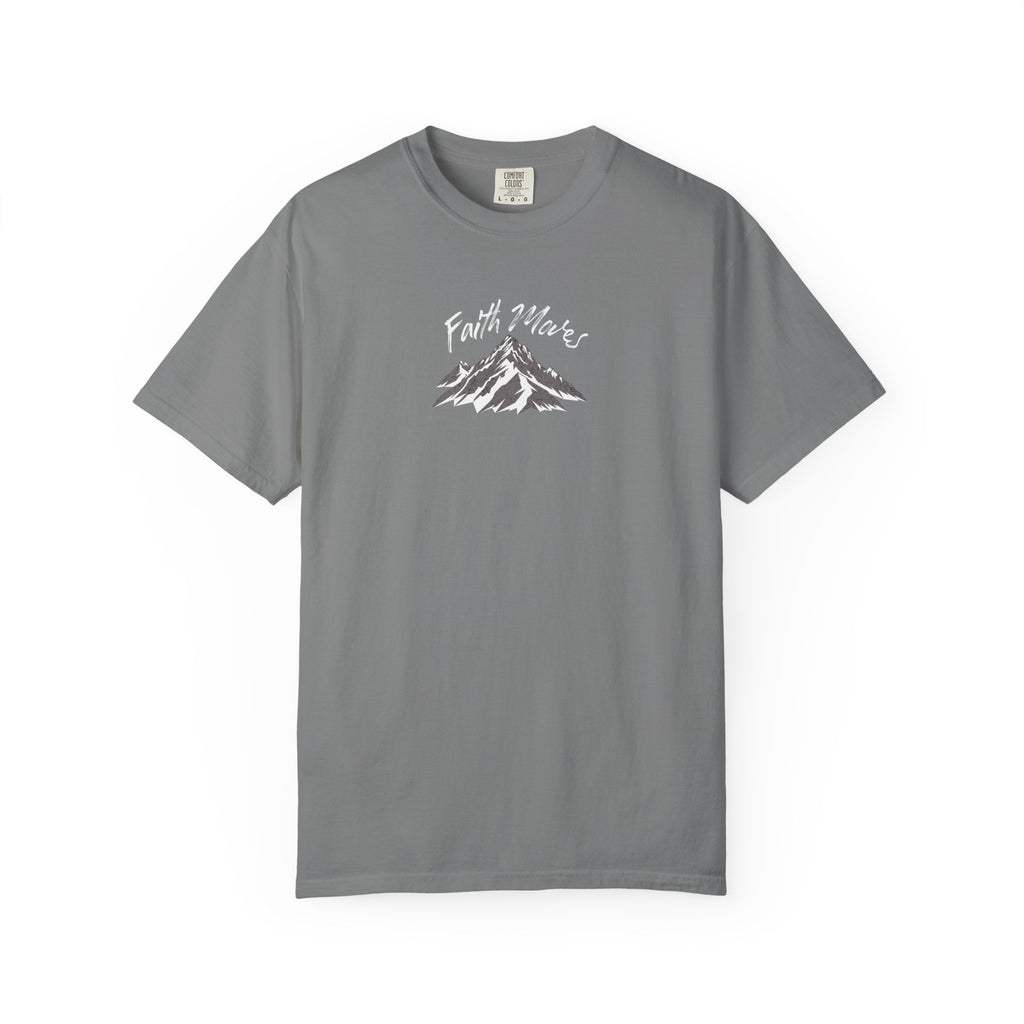 Coral t-shirt with a gold star logo on a white background