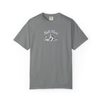 Coral t-shirt with a gold star logo on a white background