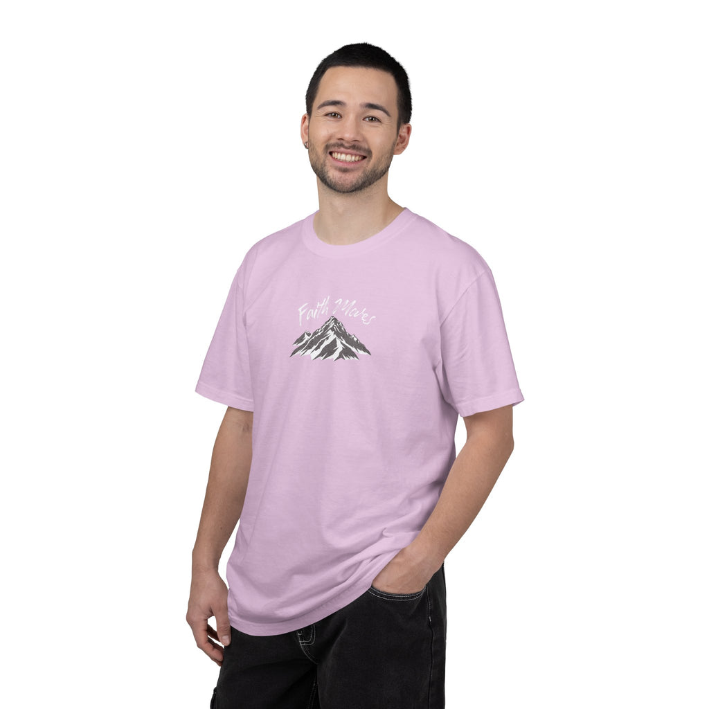 Man wearing a pink t-shirt with 'Salty Veins' text on a white background
