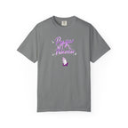 Gray t-shirt with humorous golf quote on a white background