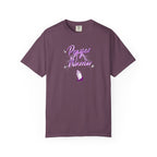 Purple t-shirt with 'Prayer Warrior' design on a white background