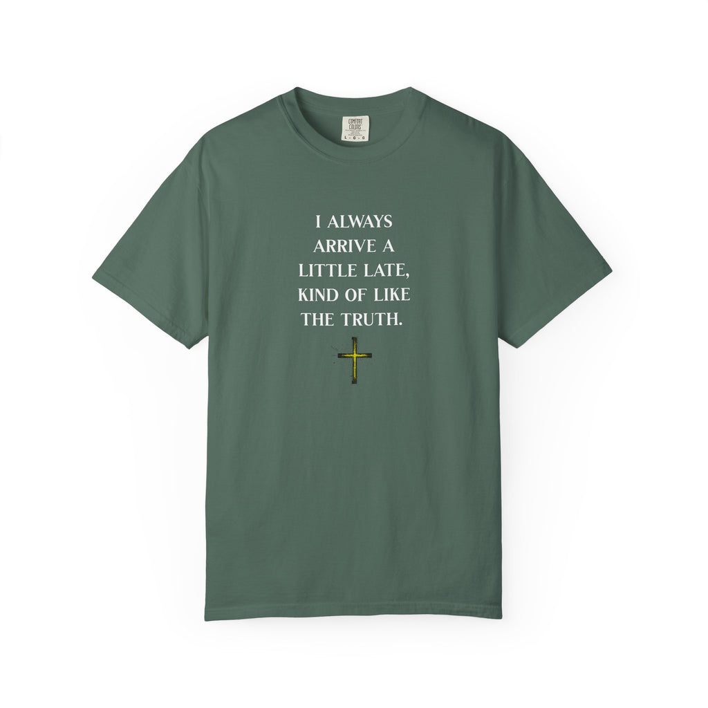 Green t-shirt with 'SAUSAGE' printed on it against a white background