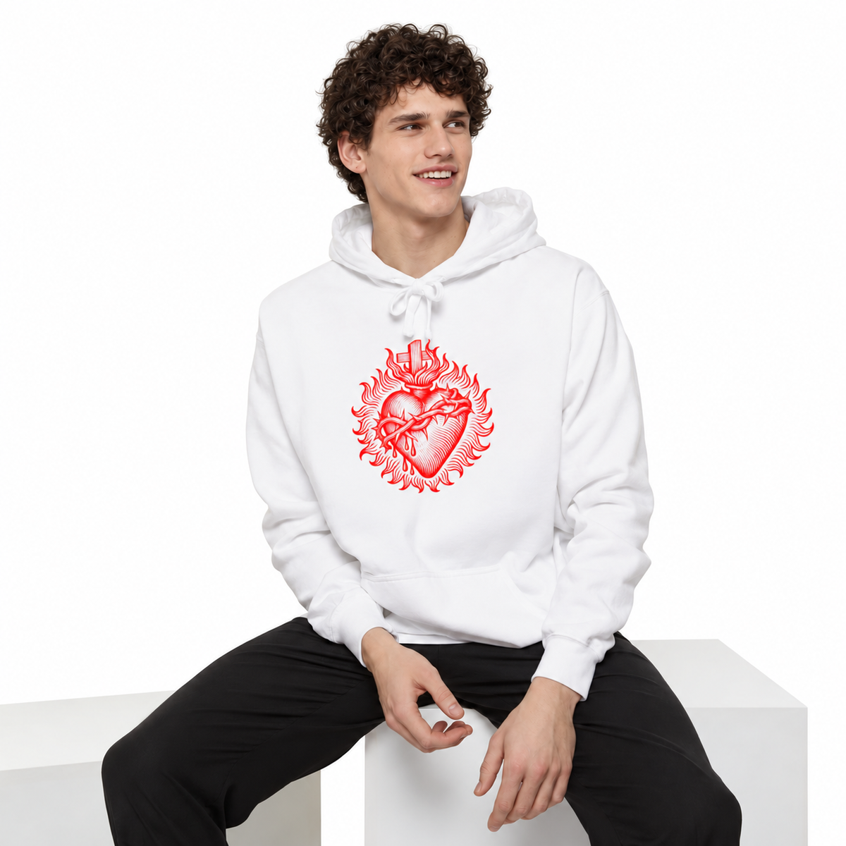 Red Sacred Heart Faith Hoodie
