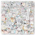 Collection of various stickers with motivational phrases and designs on a white background
