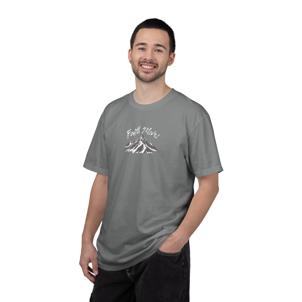 Man wearing a gray t-shirt with 'RJD' logo on a white background