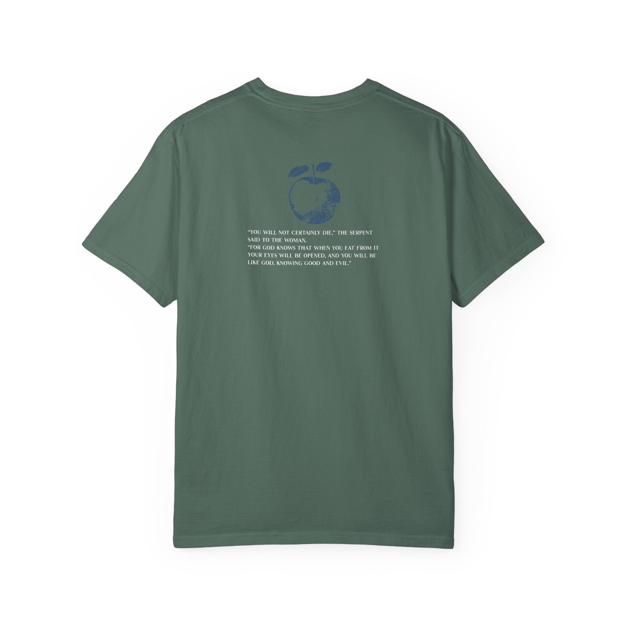 Green t-shirt with a graphic of a man holding the world on his shoulders and the word 'Circl' on a white background.