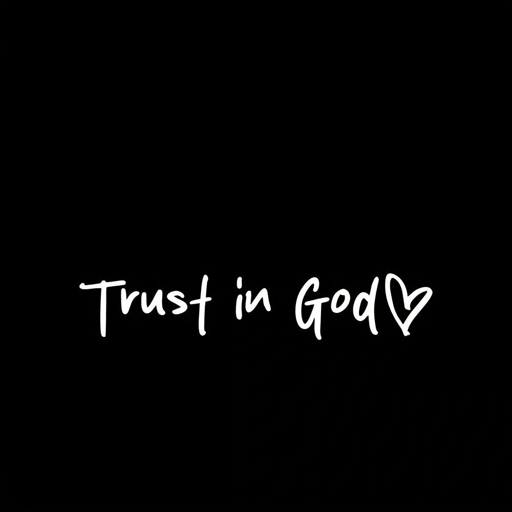 White text 'Trust in God' with a heart symbol on a black background