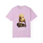 Pink t-shirt with a graphic of a ram and text on a white background