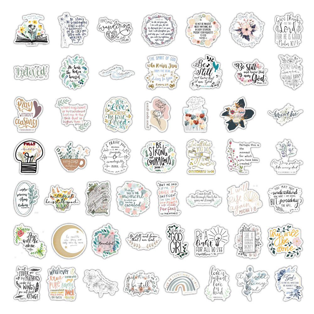 Collection of various motivational stickers with different designs and text on a white background
