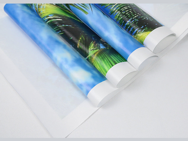 Roll of vinyl with palm tree design on a white background