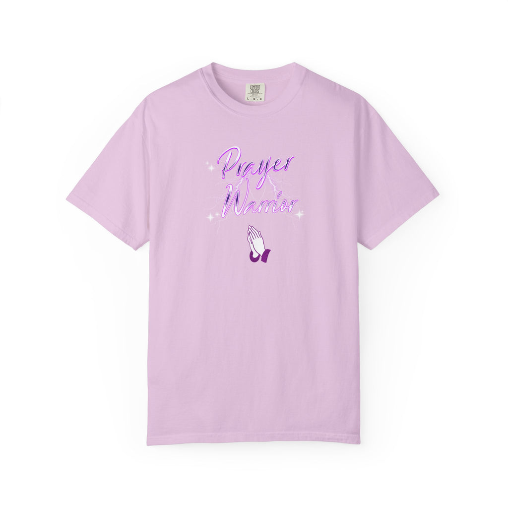 Light purple t-shirt with text on a white background