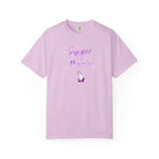 Light purple t-shirt with text on a white background