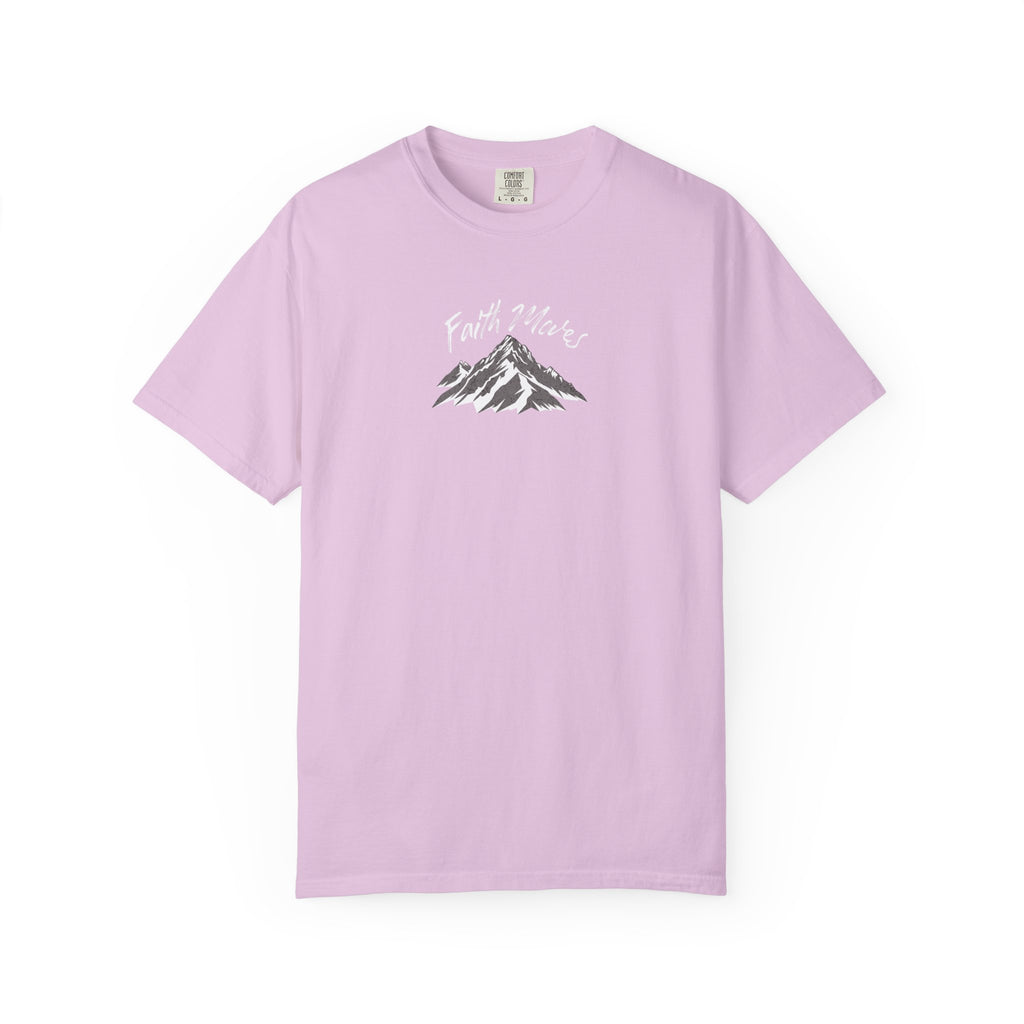 Light purple t-shirt with text on a white background