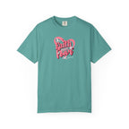 Teal t-shirt with 'Faith Over Fear' graphic on a white background