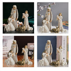 Collage of four images featuring a nativity scene figurine set on different backgrounds.