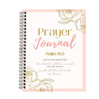 Prayer journal with floral design and text on a white background