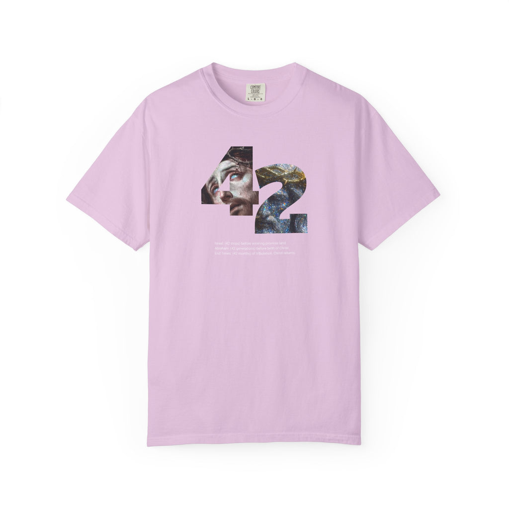 Pink t-shirt with a graphic design on a white background