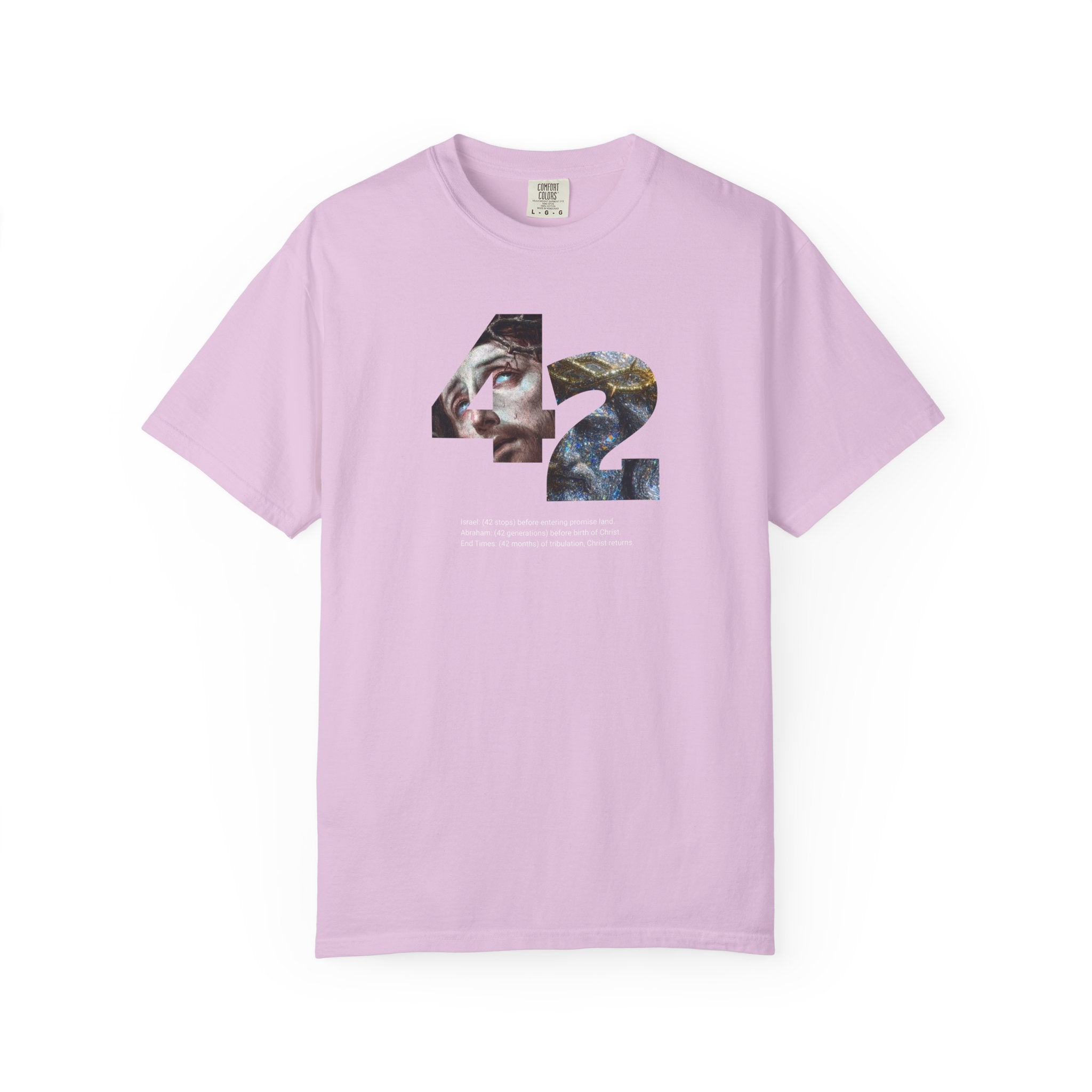 Pink t-shirt with a graphic design on a white background