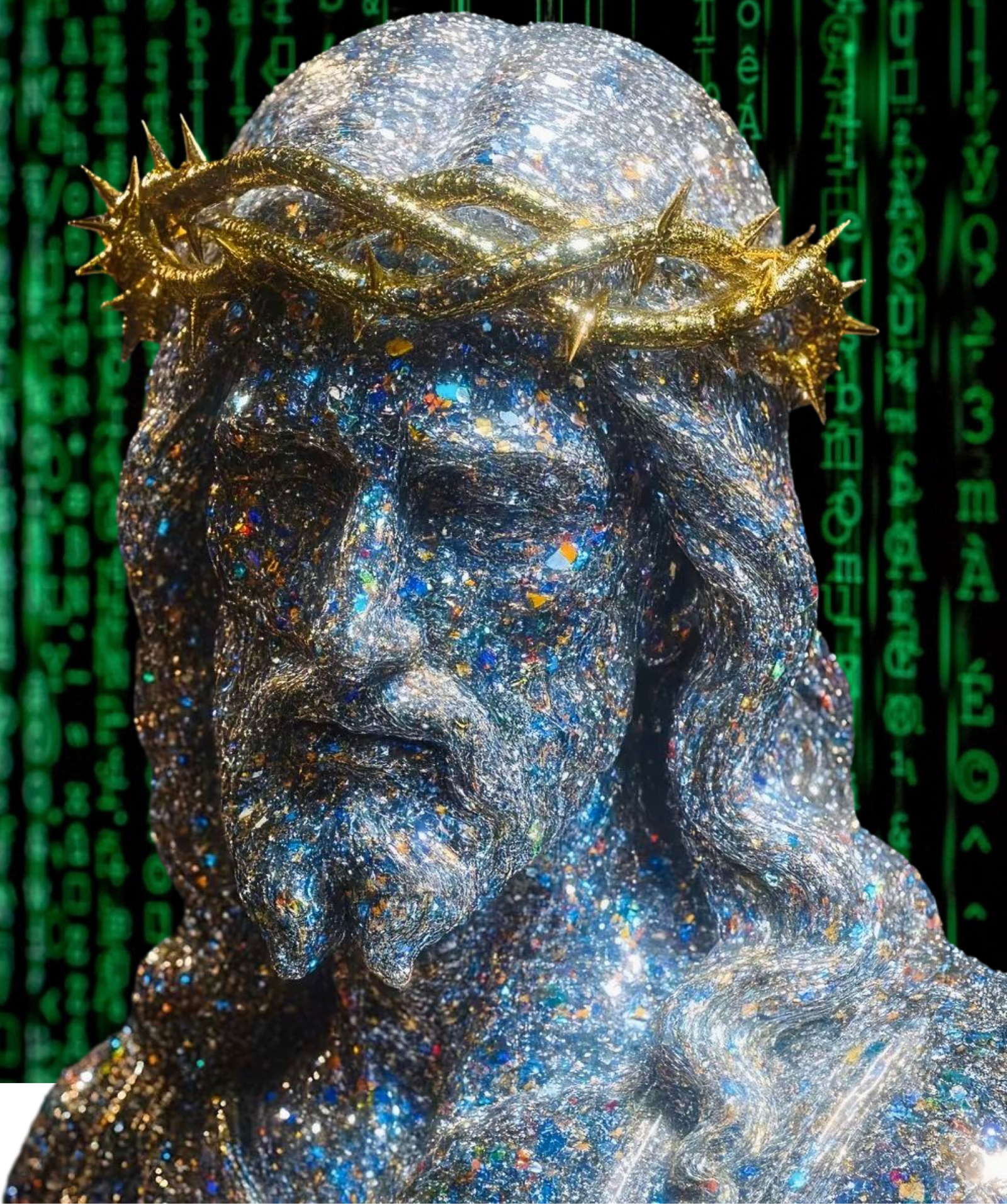 ASavageChristian.com Statue of Jesus with a gold crown of thorns website banner 