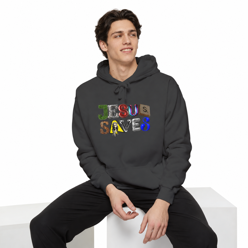 Jesus Saves Mixed Letter Hoodie