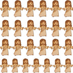 Repetitive pattern of a cartoon character with brown hair and beard on a beige background