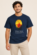 Male model wearing the navy Ezekiel 36:26 New Heart unisex T-shirt